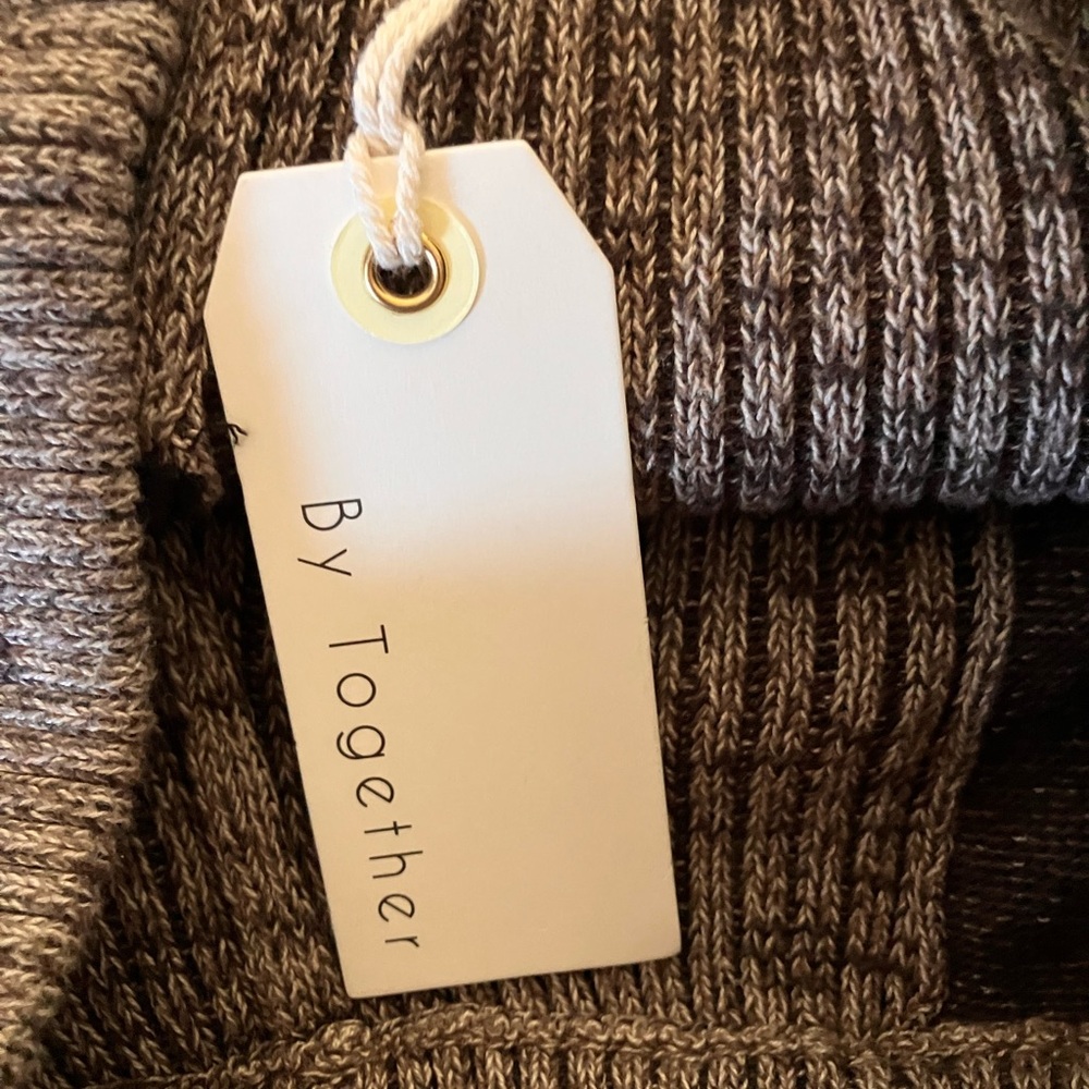 By Together Ribbed Wide-Leg Knit Pants in Taupe Brown - Picture 2 of 7
